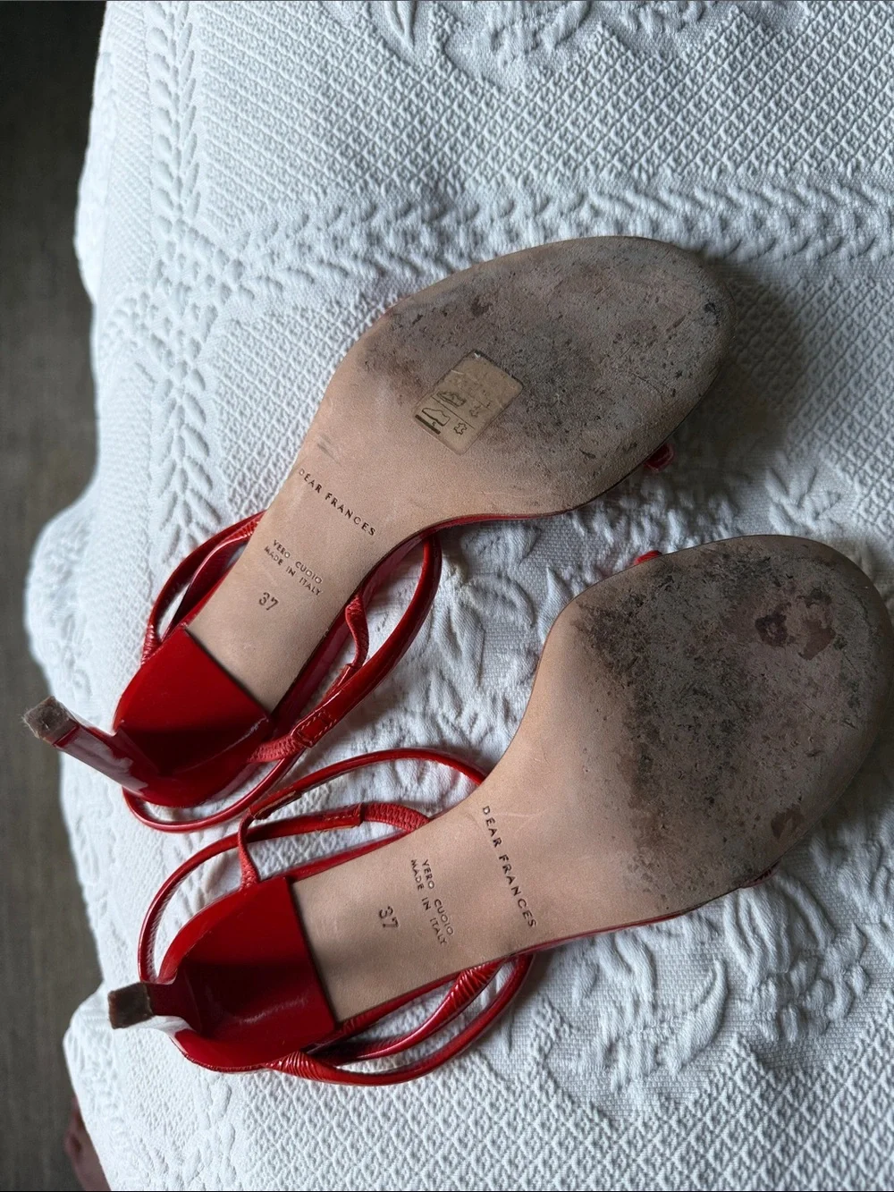 Dear Frances Orange Patent Strappy High Heel Sandals 37 / 7